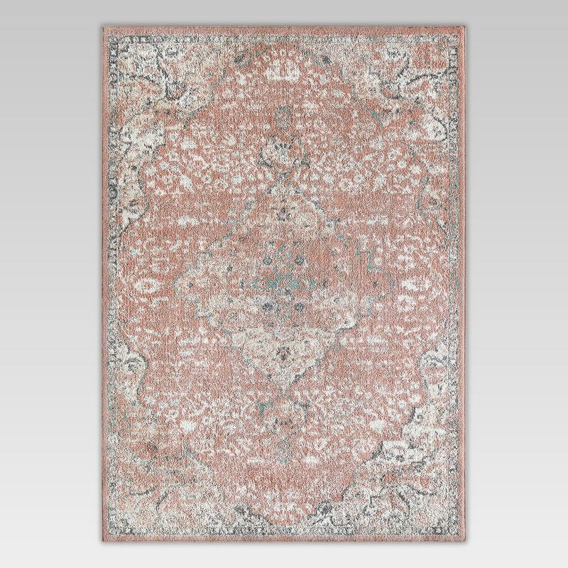 Hailey Pink Amaranth Bedroom Rug - Persian Inspired Rug for Living Room, Trendy Pink Floor Decor, Soft Area Rug, 5'x7'