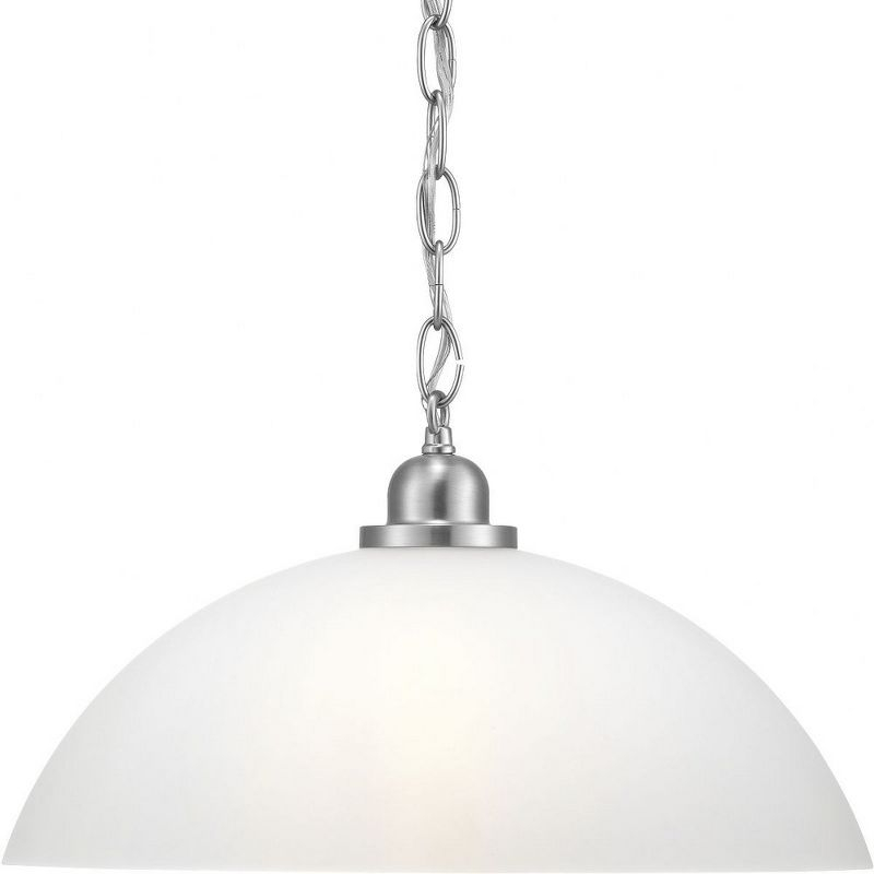 Progress Lighting, Classic Collection, 1-Light Pendant, Brushed Nickel, Etched Glass Shade