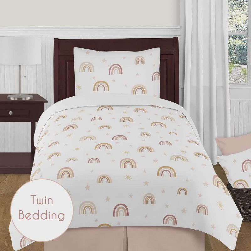 Sweet Jojo Designs Girl Baby Crib Bedding Set - Boho Rainbow Collection 4pc