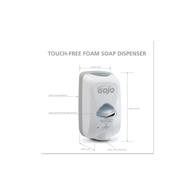 GOJO TFX Touch-Free Automatic Foam Soap Dispenser, 1,200 mL, 4.1 x 6 x 10.6, Gray