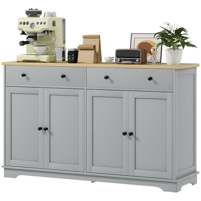 HOMCOM Sideboard Buffet Cabinet with Storage, Modern Kitchen Cabinet with 2 Doors, 2 Drawers and 2 Adjustable Shelves, Coffee Bar Cabinet, Gray