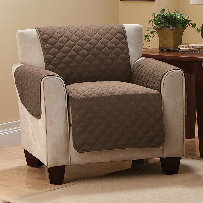 Collections Etc Reversible Quilted Furniture Cover Chair Unisex Chocolate/Tan