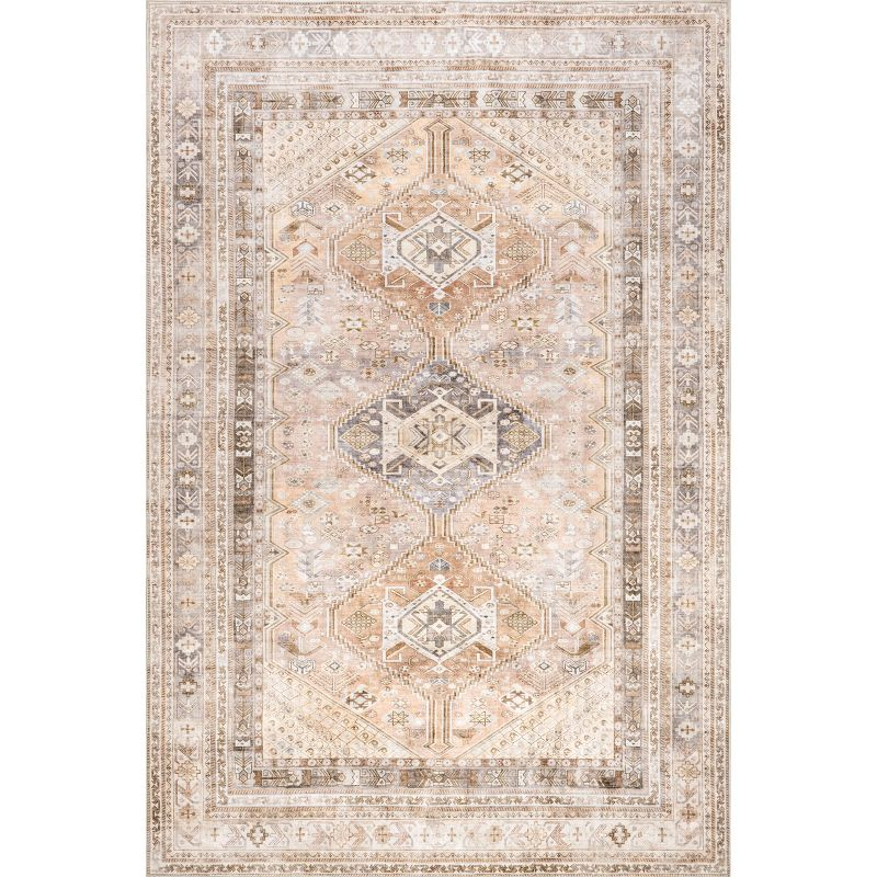 Nuloom Bathsheba Vintage Medallion Machine Washable Indoor Area Rug, 6' x 9', Pink