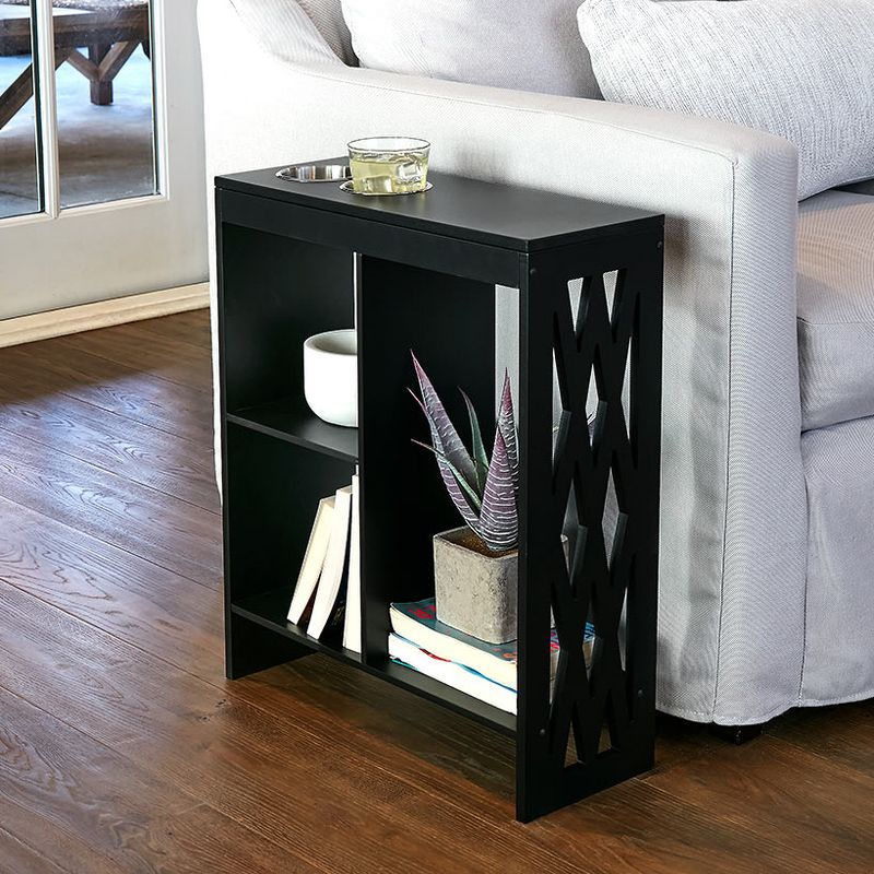 The Lakeside Collection Decorative End Table with Drink Holder - Black