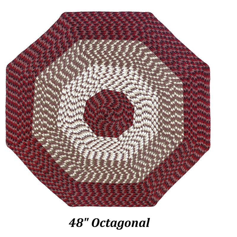 48" x 48" Alpine Collection Burgundy Stripe Reversible Indoor Area Utility Octagonal Rug - Better Trends