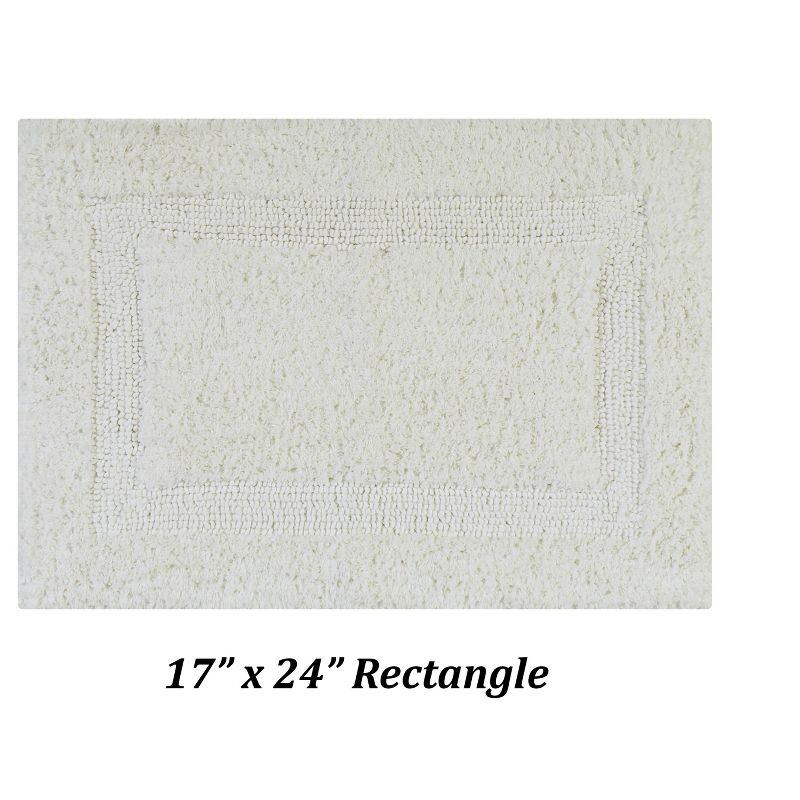 Better Trends Lux 100% Cotton Tufted Solid Reversible Bath Rug Set 2 PC (17" x 24" | 21" x 34") - Ivory