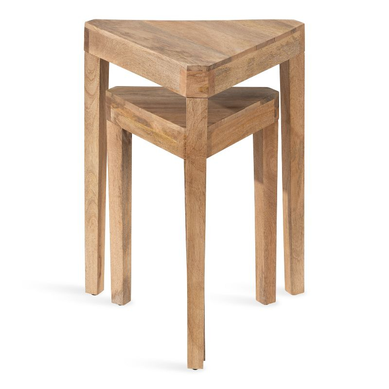Kate and Laurel Talcott Triangle Wood Nesting Table, 2 Piece, Natural
