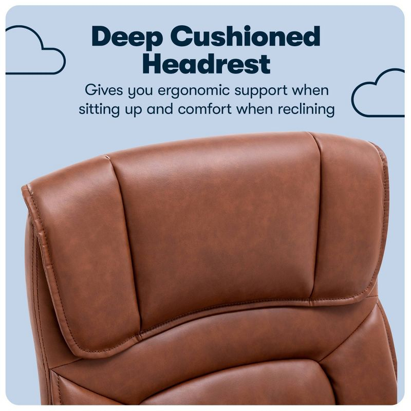 Style Hannah Office Chair Bonded Leather Comfort Cognac - Serta: Ergonomic Lumbar Support, Adjustable Height