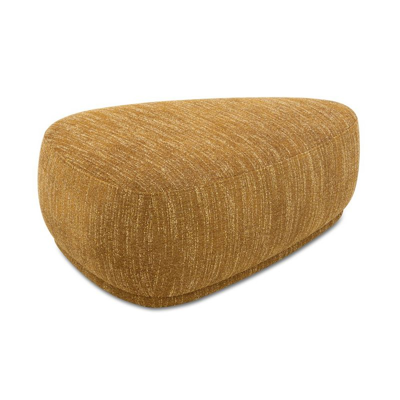 Jennifer Taylor Home Pebble 44" Rounded Triangle Cocktail Ottoman, Mustard Yellow Tweed