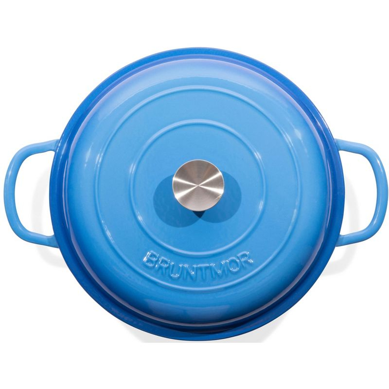 Bruntmor 121oz Qt - Enameled Cast Iron Dutch Oven With Handles and Lid | Cast Iron Skillet with Non-Stick Coating, Marine Blue