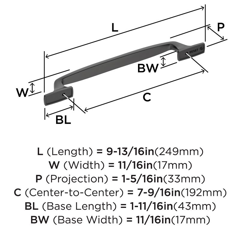 Amerock Highland Ridge 7-9/16 inch (192mm) Center-to-Center Black Bronze Cabinet Pull