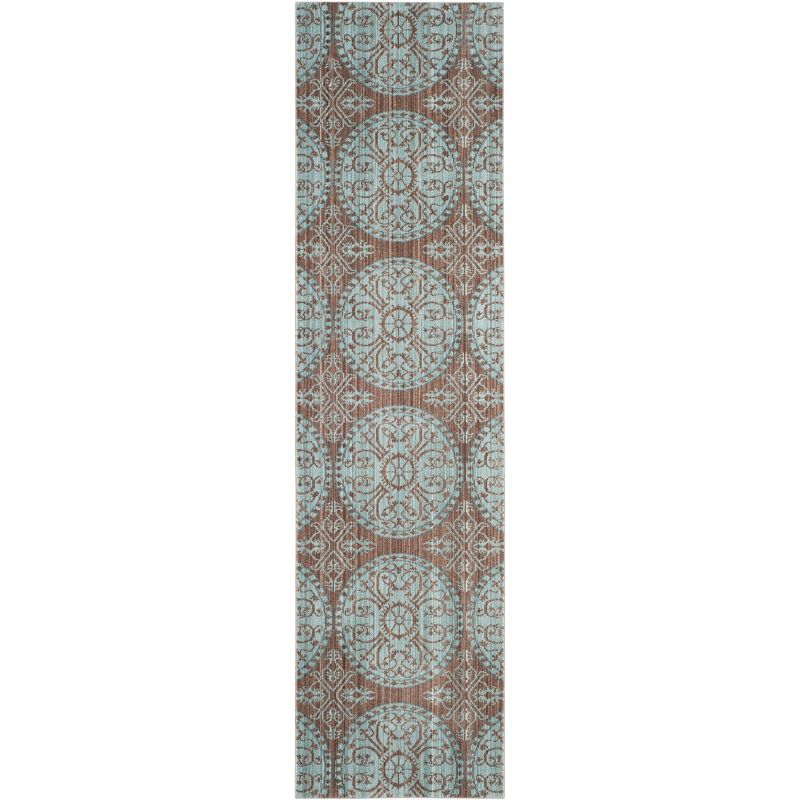 Valencia VAL214 Power Loomed Indoor Runner Rug - Brown/Alpine - 2'3"x8' - Safavieh