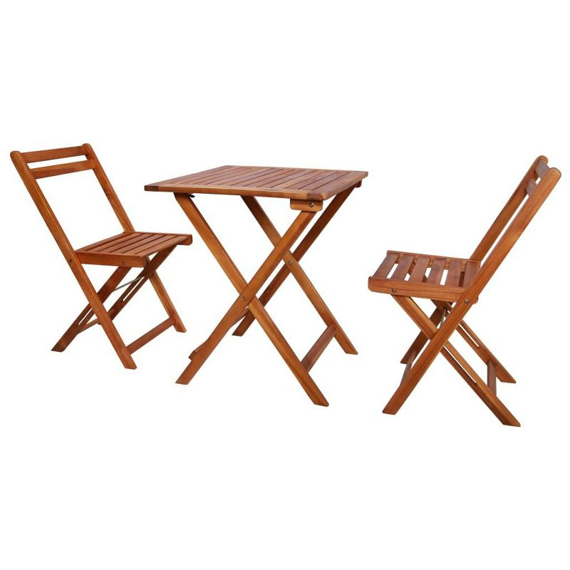 vidaXL Bistro Set Warm Natural Brown Solid Acacia wood Small Foldable