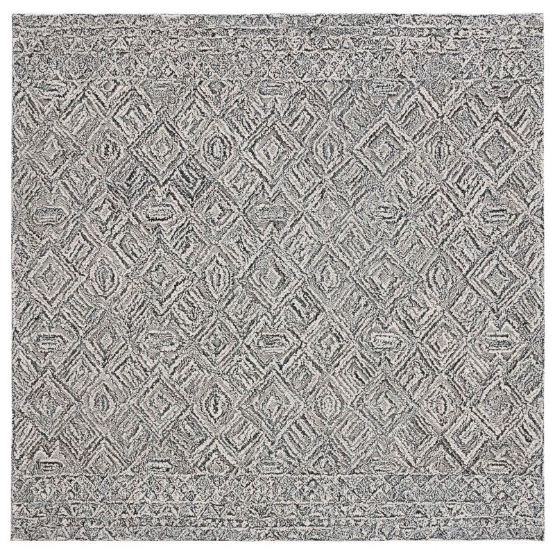 Textural TXT201 Hand Tufted Indoor Area Rug - Black/Ivory - 6'x6' - Safavieh