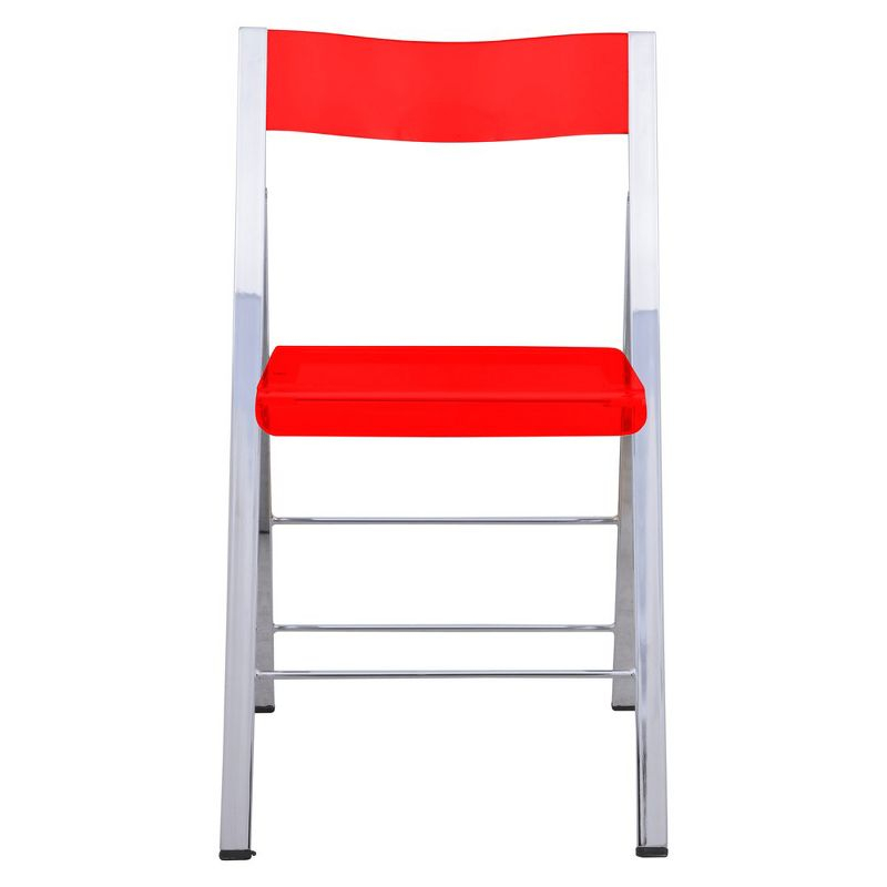 LeisureMod Menno Series Folding Chair with Stainless Steel Frame, Set of 2, Red