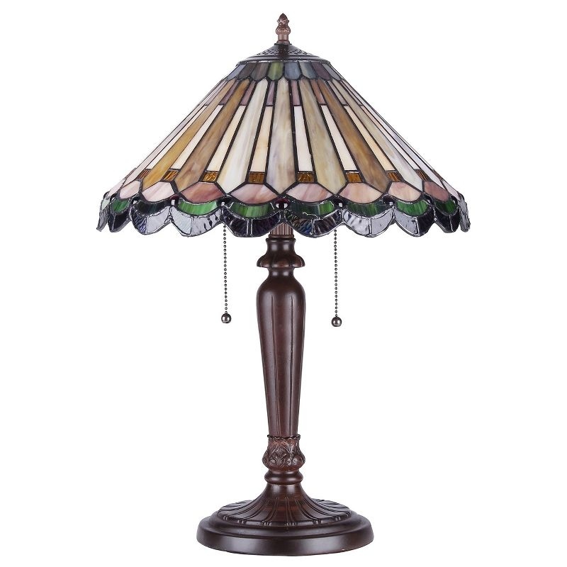 Chloe Lighting Inez Tiffany-style 2 Light Mission Table Lamp 16" Shade