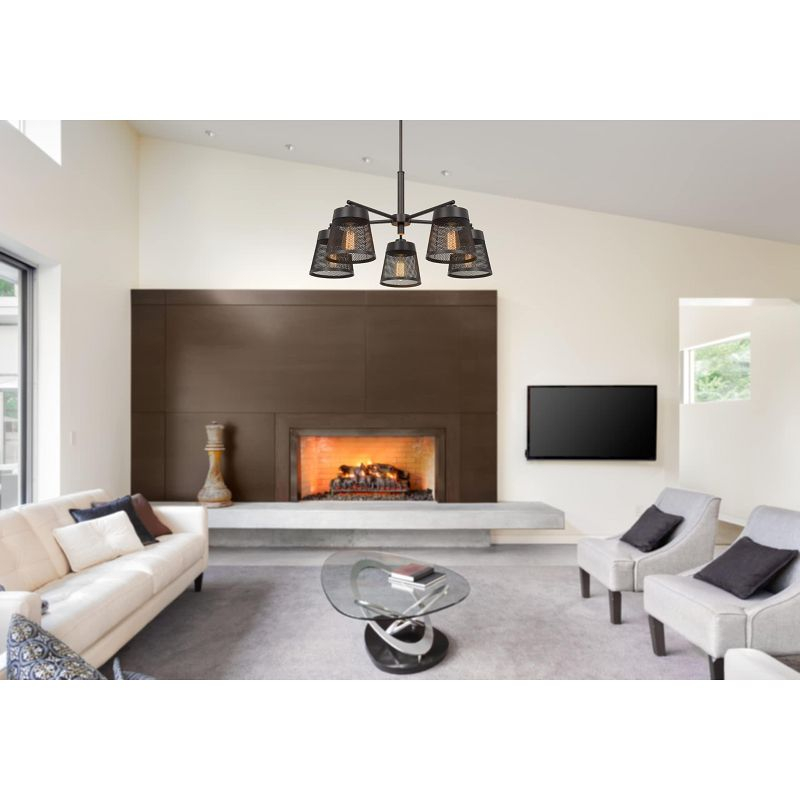 Cal Lighting 60W x 5 Hampton metal chandelier with mesh shades