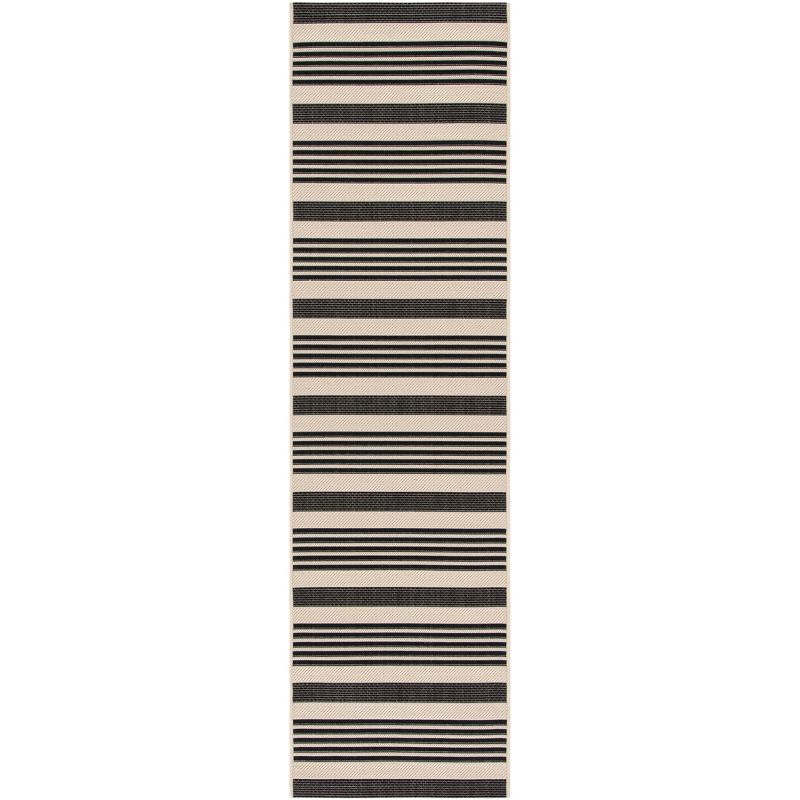 Courtyard CY6062 Power Loomed Indoor/Outdoor Runner Rug - Black/Bone - 2'3"x12' - Safavieh.