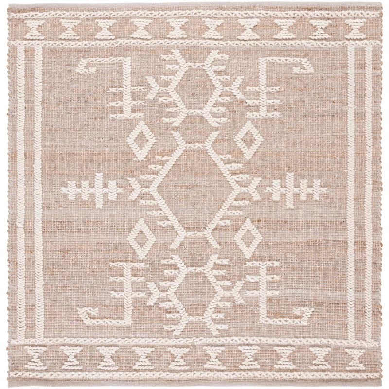 Natural Fiber NFB377 Hand Woven Area Rug - Natural/Ivory - 6'x6' - Safavieh.