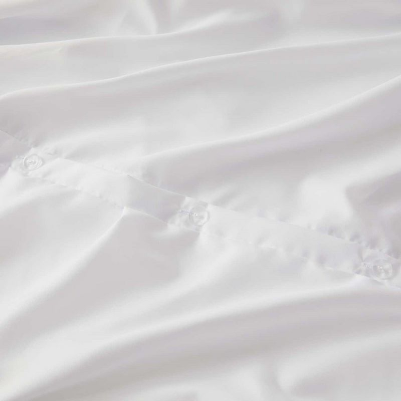 Nestl 3 Piece Pinch Pleated Duvet Cover Set, Queen Size Double Brushed Pintuck Duvet Cover with Button Closure, White