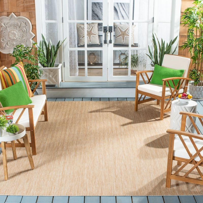Courtyard CY8022 Power Loomed Indoor and Outdoor Area Rug - Natural/Cream - 6'7"x6'7" - Safavieh