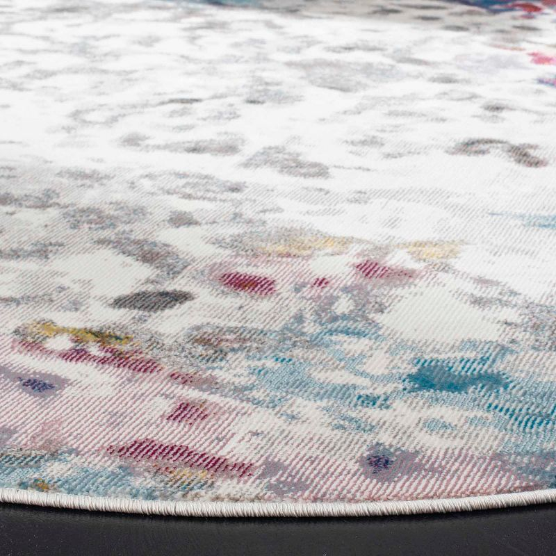 Aria ARA166 Power Loomed Area Rug - Cream/Dark Teal - 6'5" Round - Safavieh.
