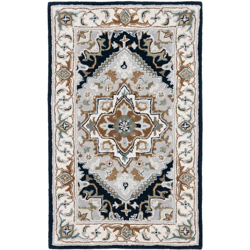 Heritage HG625 Handmade Accent Rug - 3'x5' - Grey/Navy - Safavieh