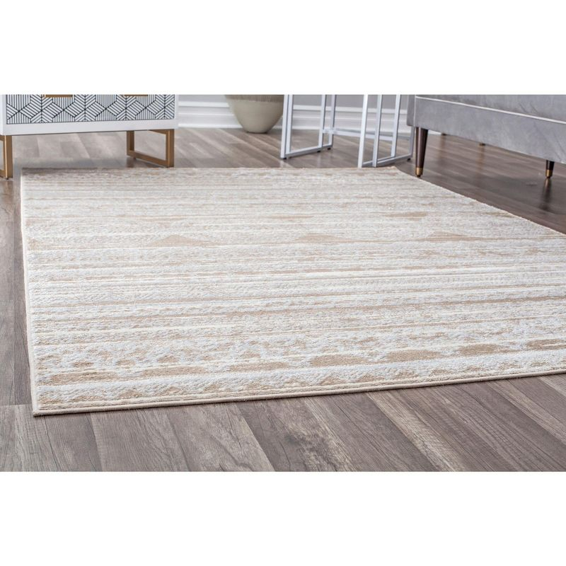 Rugs America Leopold LX10B Misty Cream Transitional Cream Area Rug for Dining Room Rug Neutral Rug Living Room Rug Kitchen, 5'3"x7'