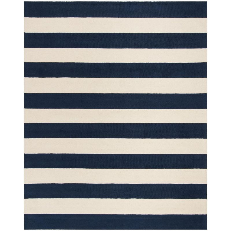Safavieh Kids Stripe SFK919 Hand Tufted Indoor Area Rug - Navy/Ivory - 9'x12' - Safavieh