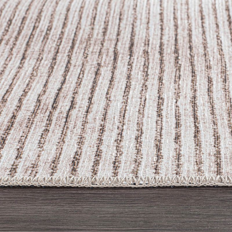 World Rug Gallery Contemporary Distressed Stripe Machine Washable 8'4"x11'6" Beige Area Rug