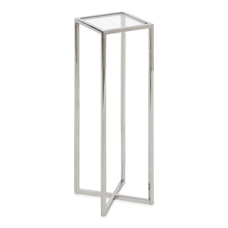 Kate and Laurel Jaspur Square Metal Drink Table, 7x7x21, Silver