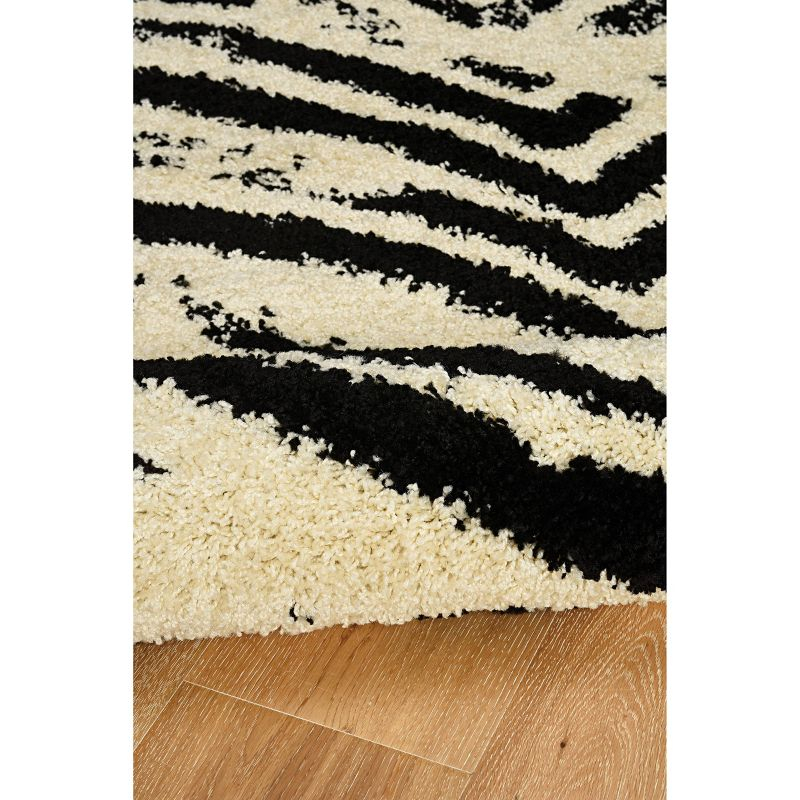 8'x10' Moroccan Shag Area Rug Sahara Ivory/Black - Linon: Geometric Farmhouse, Polypropylene, Indoor Use