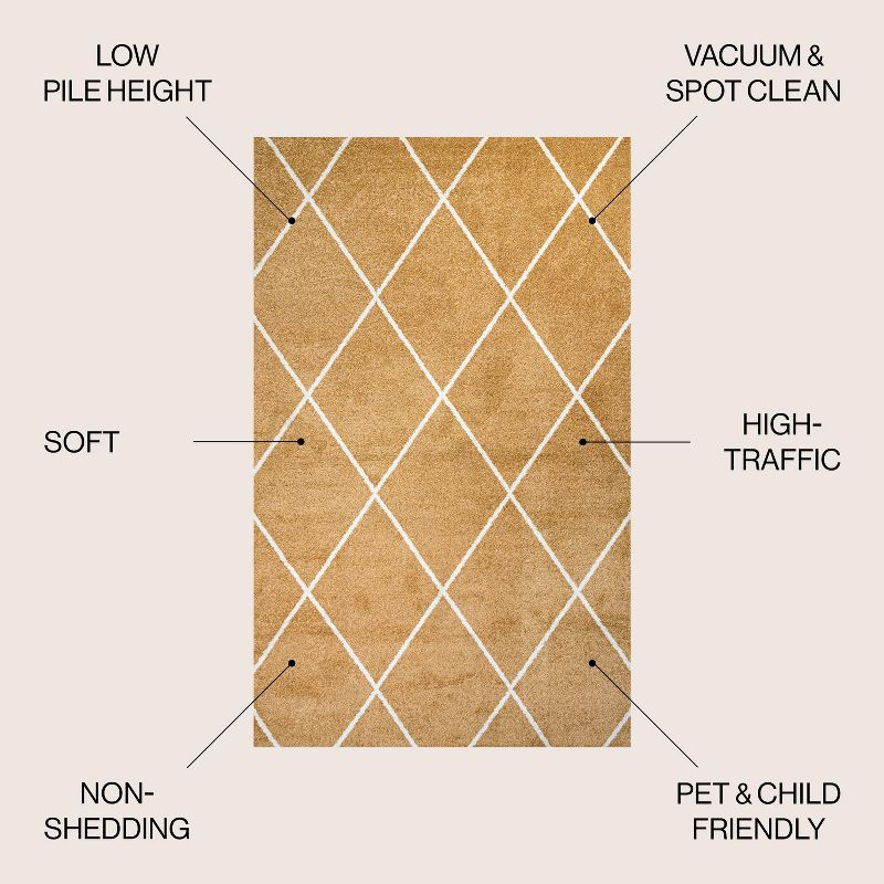 8'x10'  Cole Minimalist Diamond Trellis Area Rug, Gold/White - JONATHAN Y