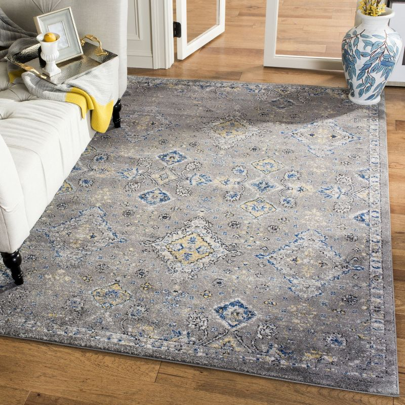 Evoke EVK224 Power Loomed Area Rug - Dark Grey/Yellow - 4'x6' - Safavieh.