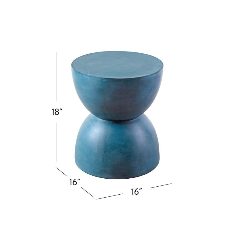 Bassett Mirror Company Prince Accent Table in Washed Blue Cast Concrete Stone