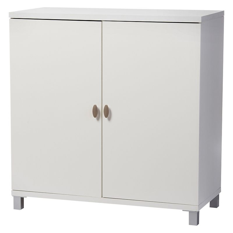 Marcy Modern and Contemporary Wood Entryway Storage Sideboard Cabinet - White - Baxton Studio: Engineered Wood, 5 Shelves, Bag Organizer