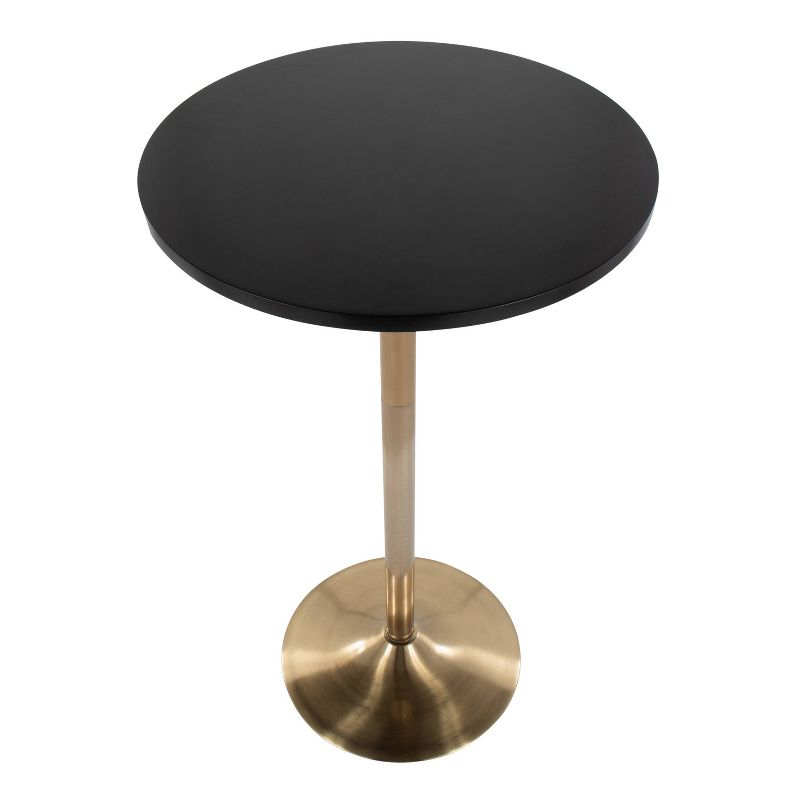 Pebble 24" Bar Height Table Gold/Black - LumiSource: Adjustable, Round, Metal Base, MDF Top