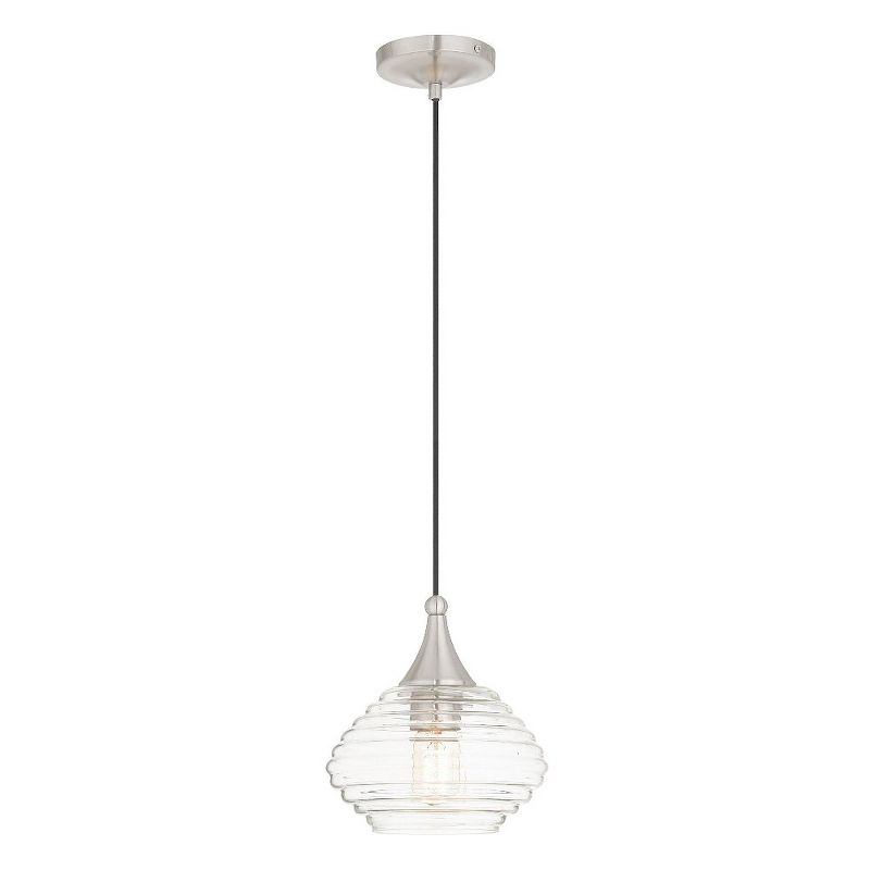 Livex Lighting Art Glass 1 - Light Pendant in  Brushed Nickel