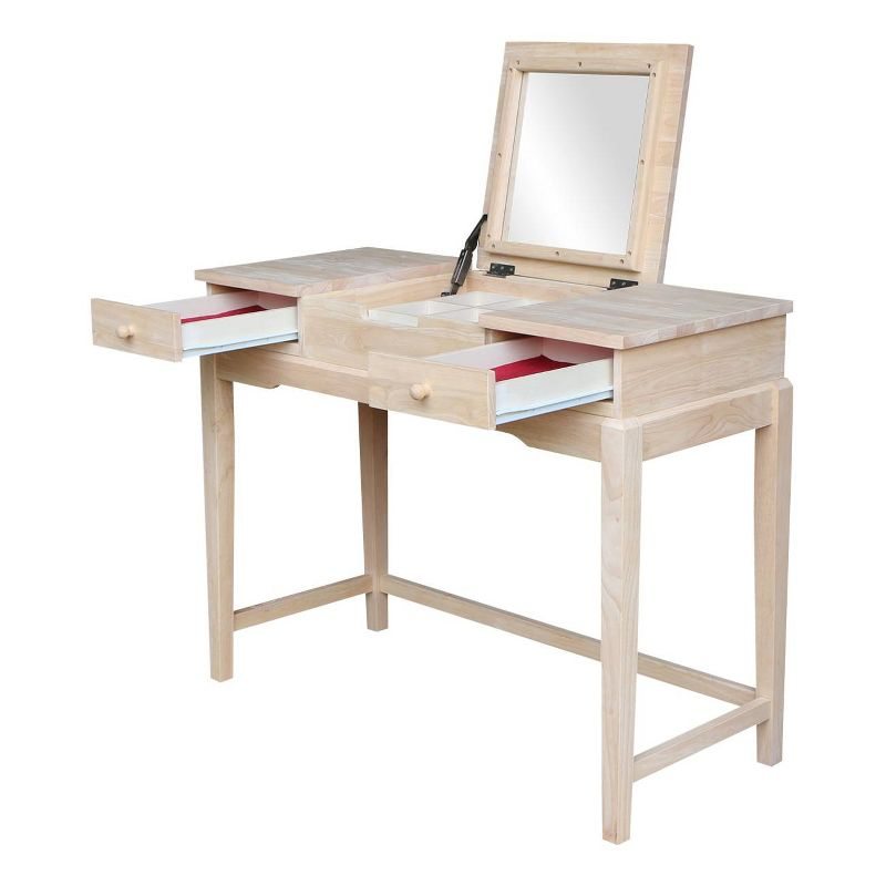 Alexandria Vanity Table with Vanity Bench Unfinished - International Concepts