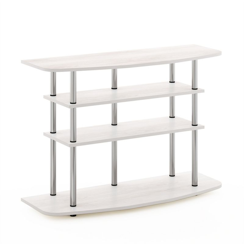 Furinno 4-Tier No Tools TV Stand Entertainment Center Hold up to 46" TV White Oak