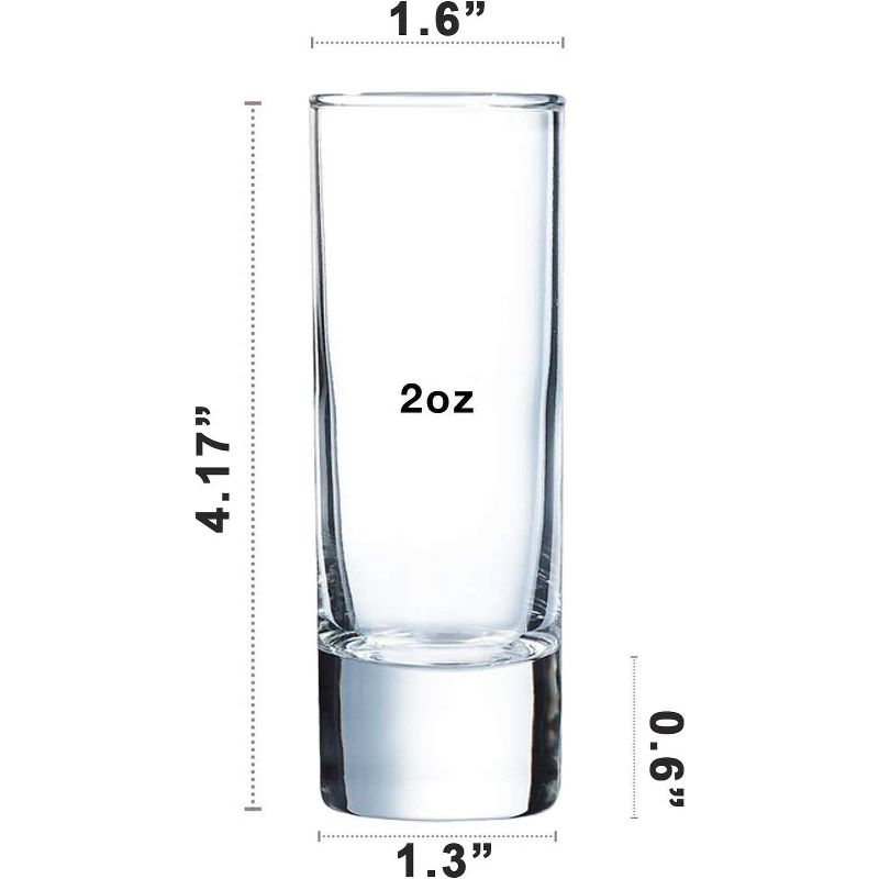 Tall Shot Glasses - 2oz - Crystal Clear Glasses - Set of 12