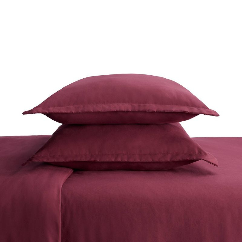 King 3pc Simply Clean Duvet Set Burgundy - Serta: Stain-Resistant, Polyester, Machine Washable