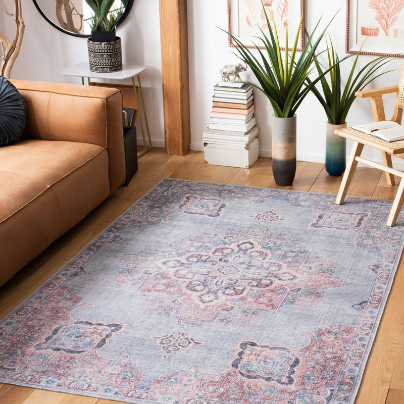 Serapi SEP580 Power Loomed Machine Washable Skid-Resistant Indoor Area Rug - Ivory/Blue - 5'3"x7'6" - Safavieh
