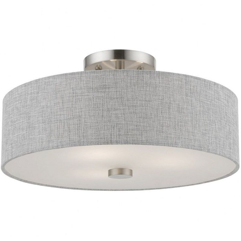 Livex Lighting Dakota 3 - Light Semi-Flush Mount in  Brushed Nickel/Shiny White