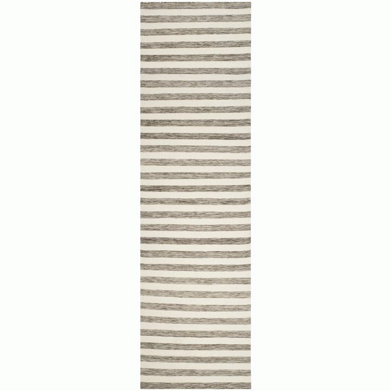 Dhurries DHU575 Hand Woven Flat Weave Runner Rug  Brown / Ivory 2'-6" X 10' - Safavieh.