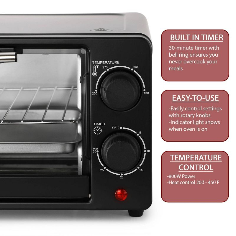 MegaChef 9L Electric Counter Top Toaster Oven in Black