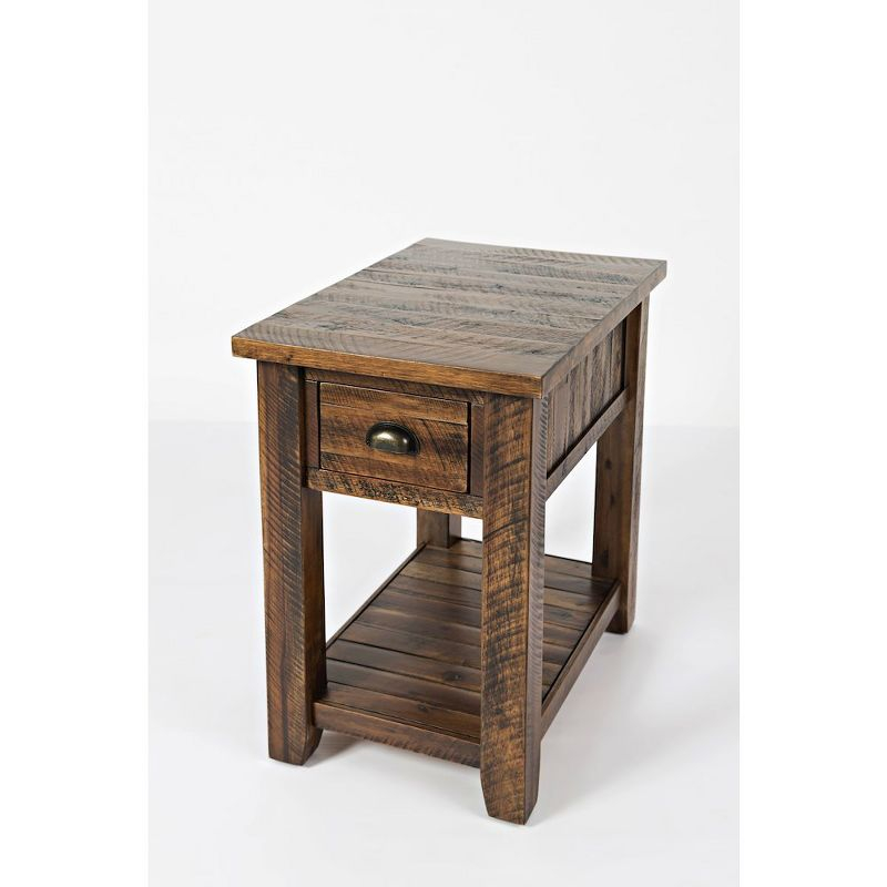 Jofran,Artisan's Craft Rustic Farmhouse Distressed Solid Wood Side Table- Gray Color