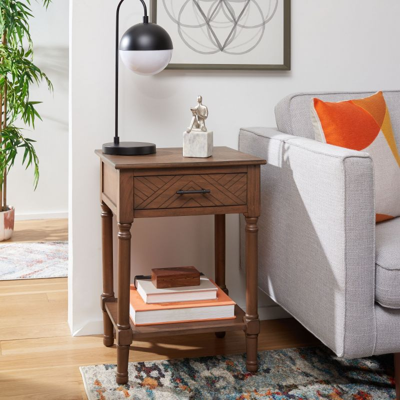 Peyton 1 Drawer Accent Table - Brown - Safavieh