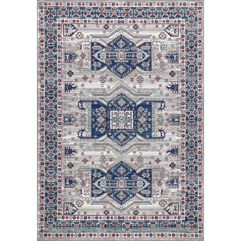 4'x6' Modern Persian Vintage Moroccan Area Rug, Light Grey/Blue - JONATHAN Y