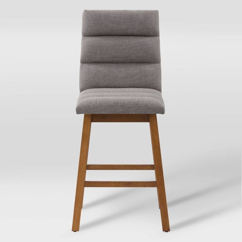 CorLiving Set of 2 Boston Channel Tufted Fabric Barstools Light Gray: Upholstered, Rubberwood Legs, Foam Padded
